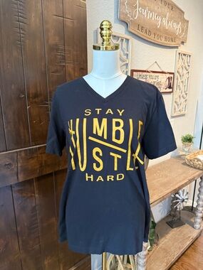 Bella Canvas Black V-Neck Tee with Yellow Graphic